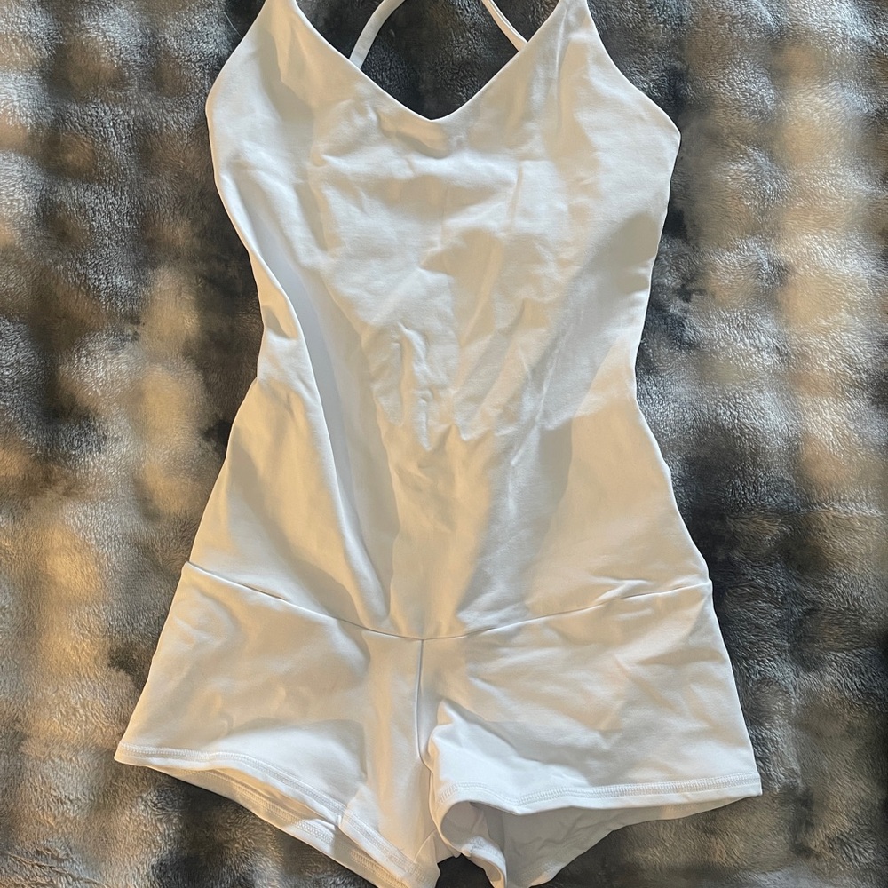 White MIKA Yoga Clothing Short Bodysuit